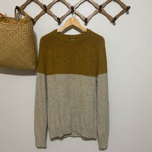 J. Crew Men's Crewneck Sweater in Mustard and Beige